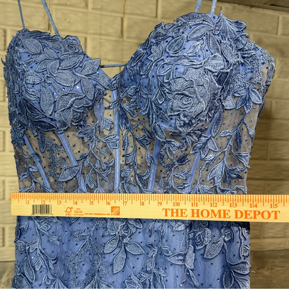 Sherri Hill Periwinkle corset top, sweetheart neckline, fitted gown, Size 14 - Picture 7 of 10